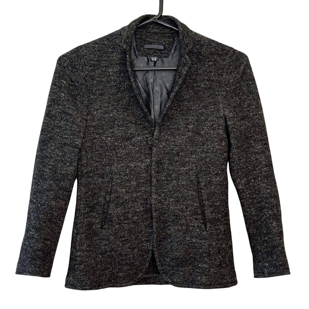 John Varvatos Hook & Bar Jacket Mens L EU48 Wool Linen Knit Charcoal Gray Modern